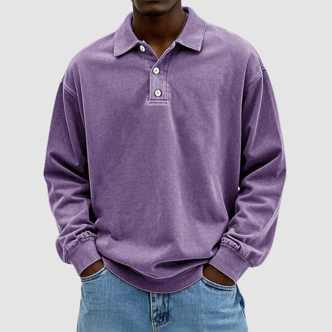 OLIVER | Long sleeve polo with vintage collar