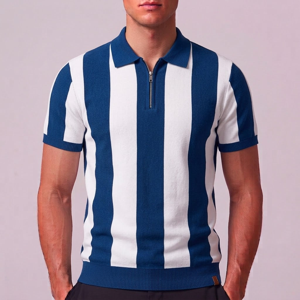 ASHTON | Zip polo with contrast knit