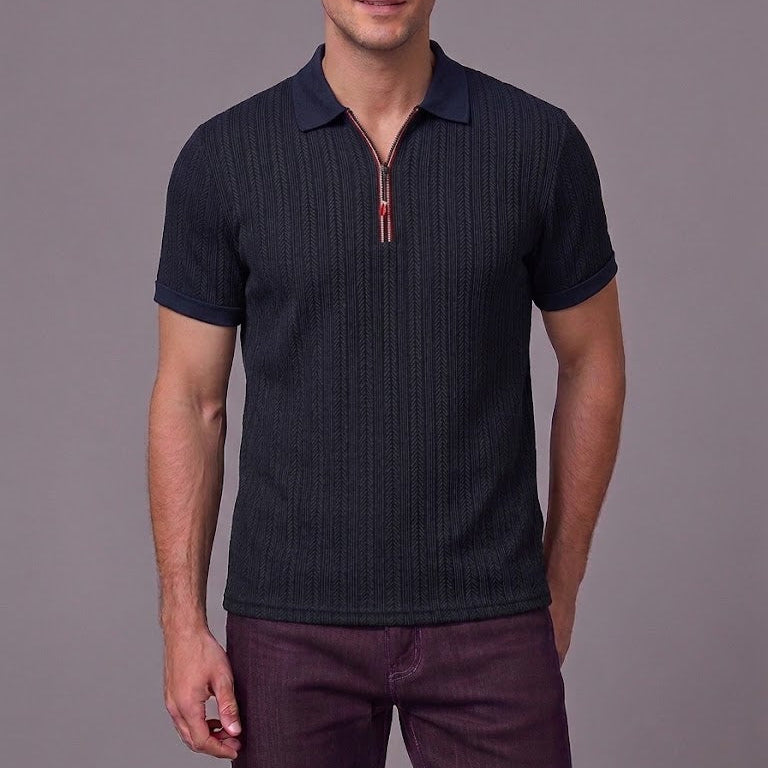 OLIVER | Polo with herringbone texture