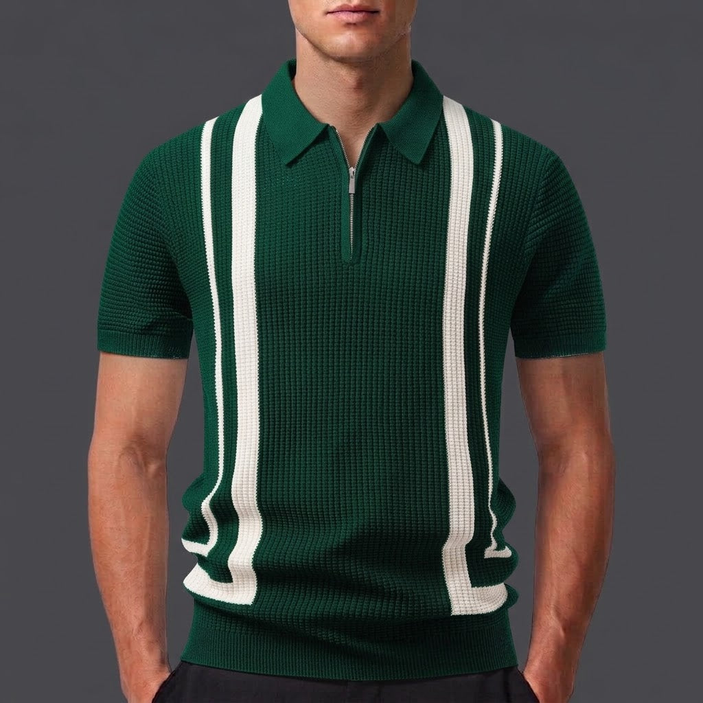 RILEY | Polo with waffle knit and zip neckline