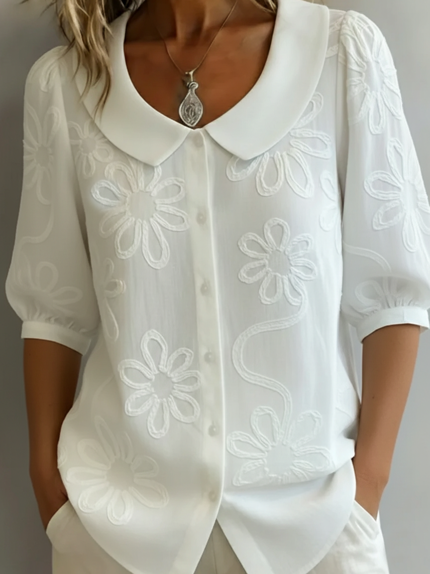 MADISON | Blouse with floral embroidery