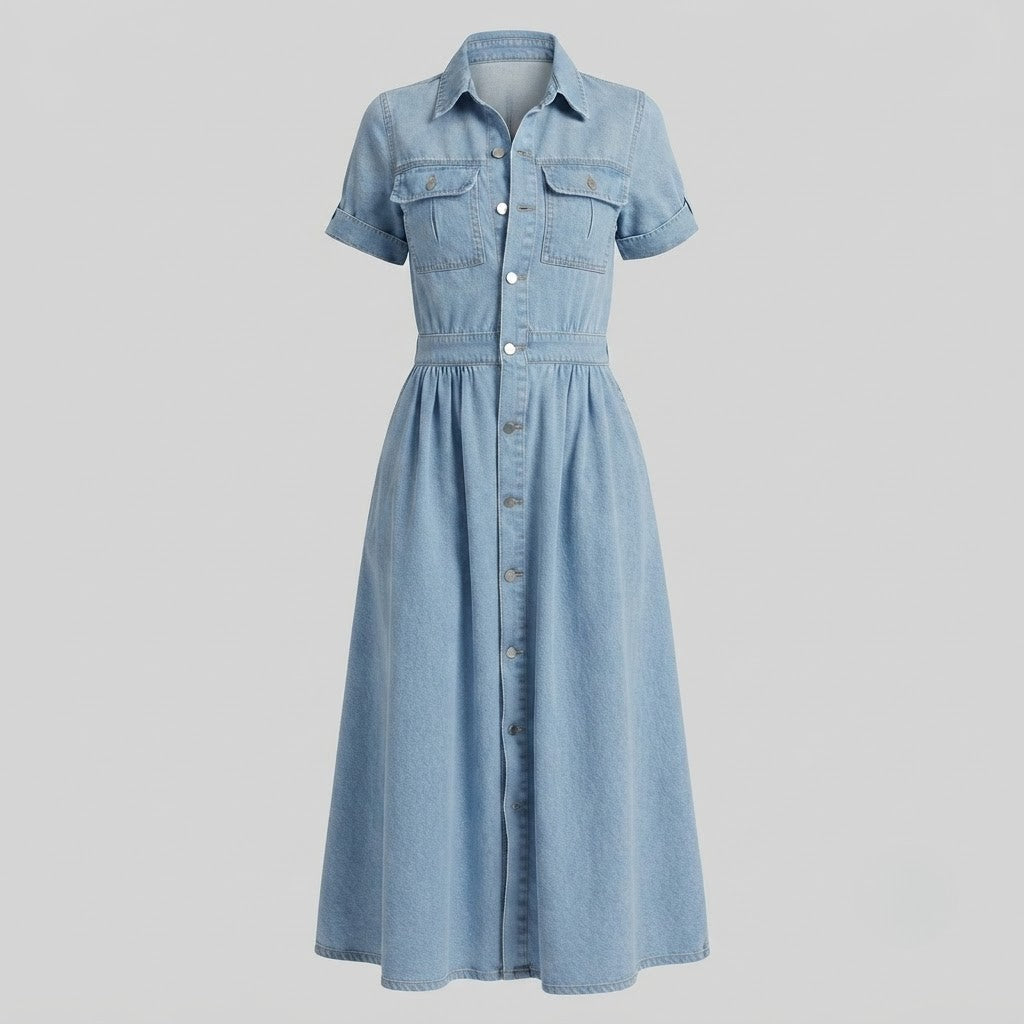 MADISON | Short sleeve dress with denim look