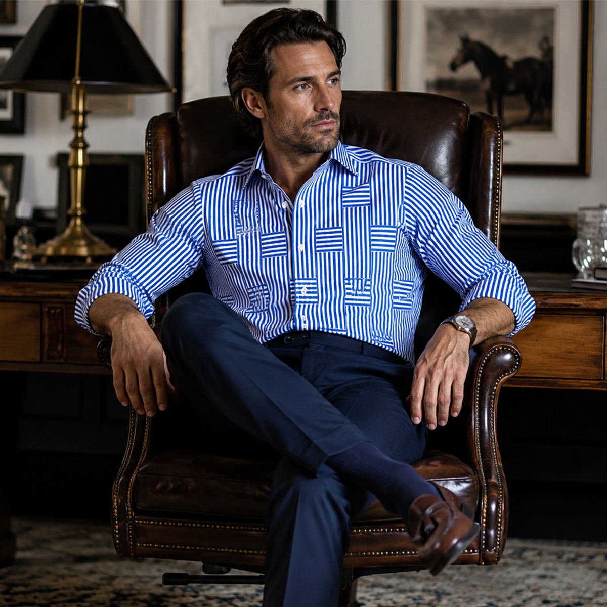 LIAM | Striped shirt with wrinkle-resistant finish