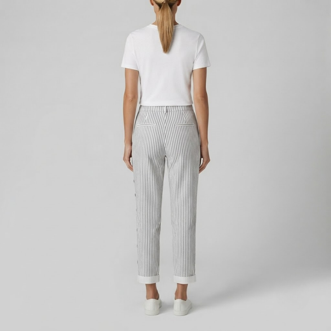 MEGAN | Striped pants with side buttons