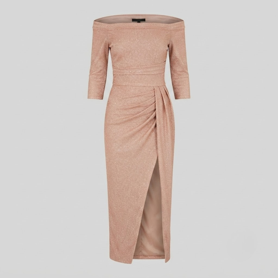 HARPER | Maxi dress with off-shoulder halter neckline