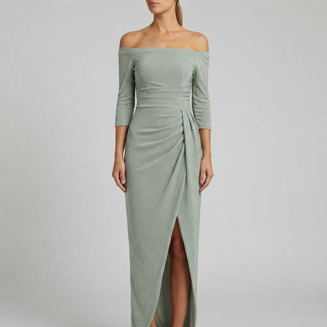 HARPER | Maxi dress with off-shoulder halter neckline