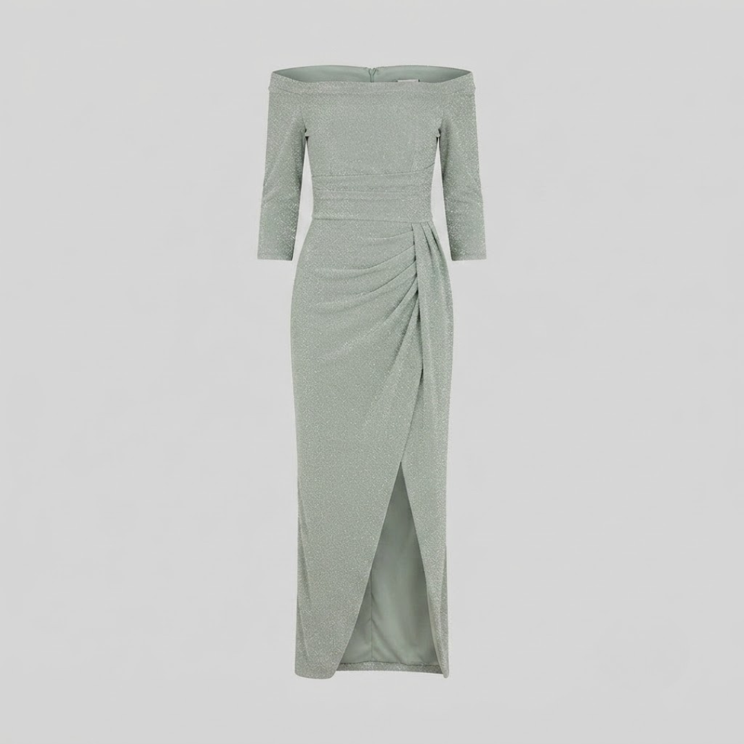 HARPER | Maxi dress with off-shoulder halter neckline