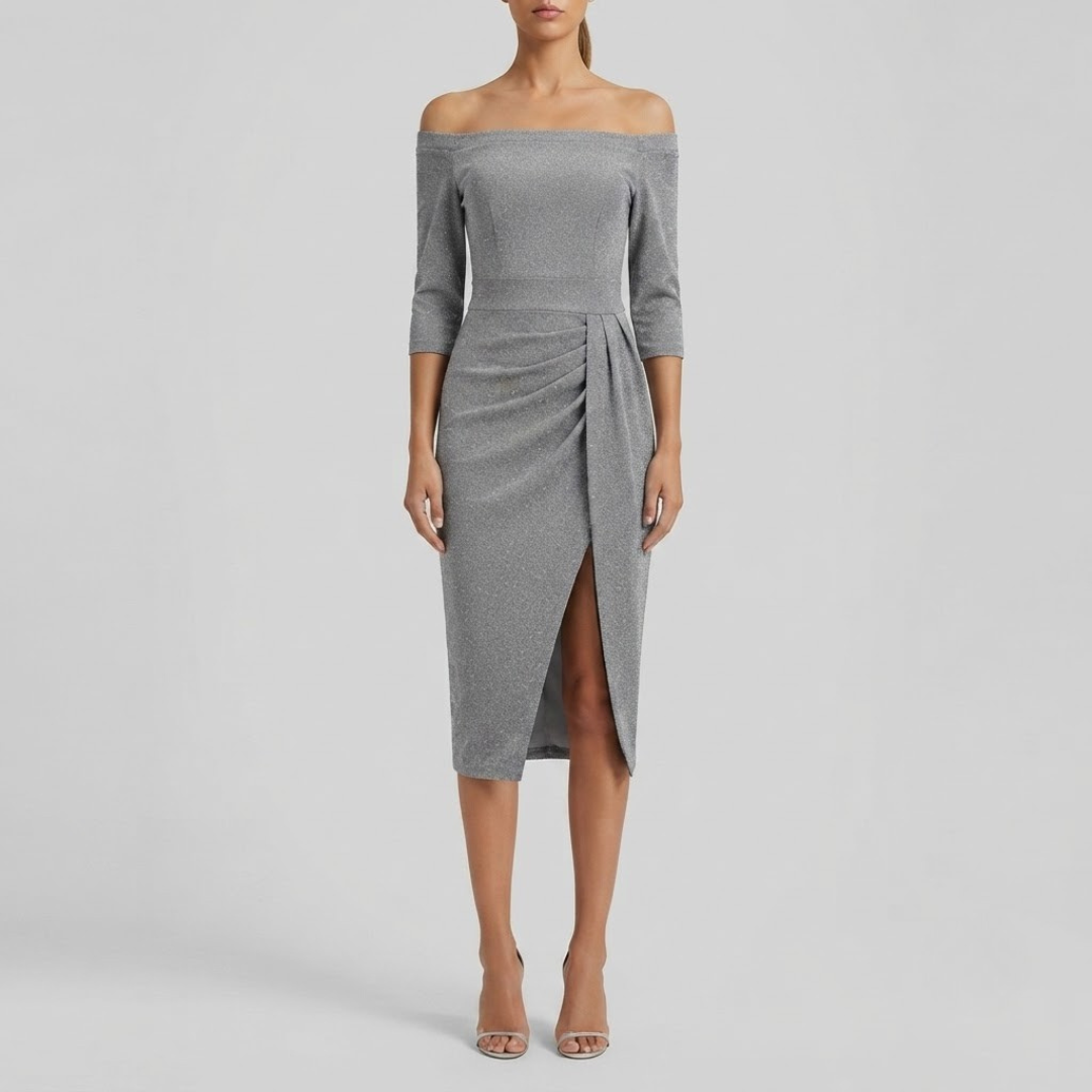 HARPER | Maxi dress with off-shoulder halter neckline