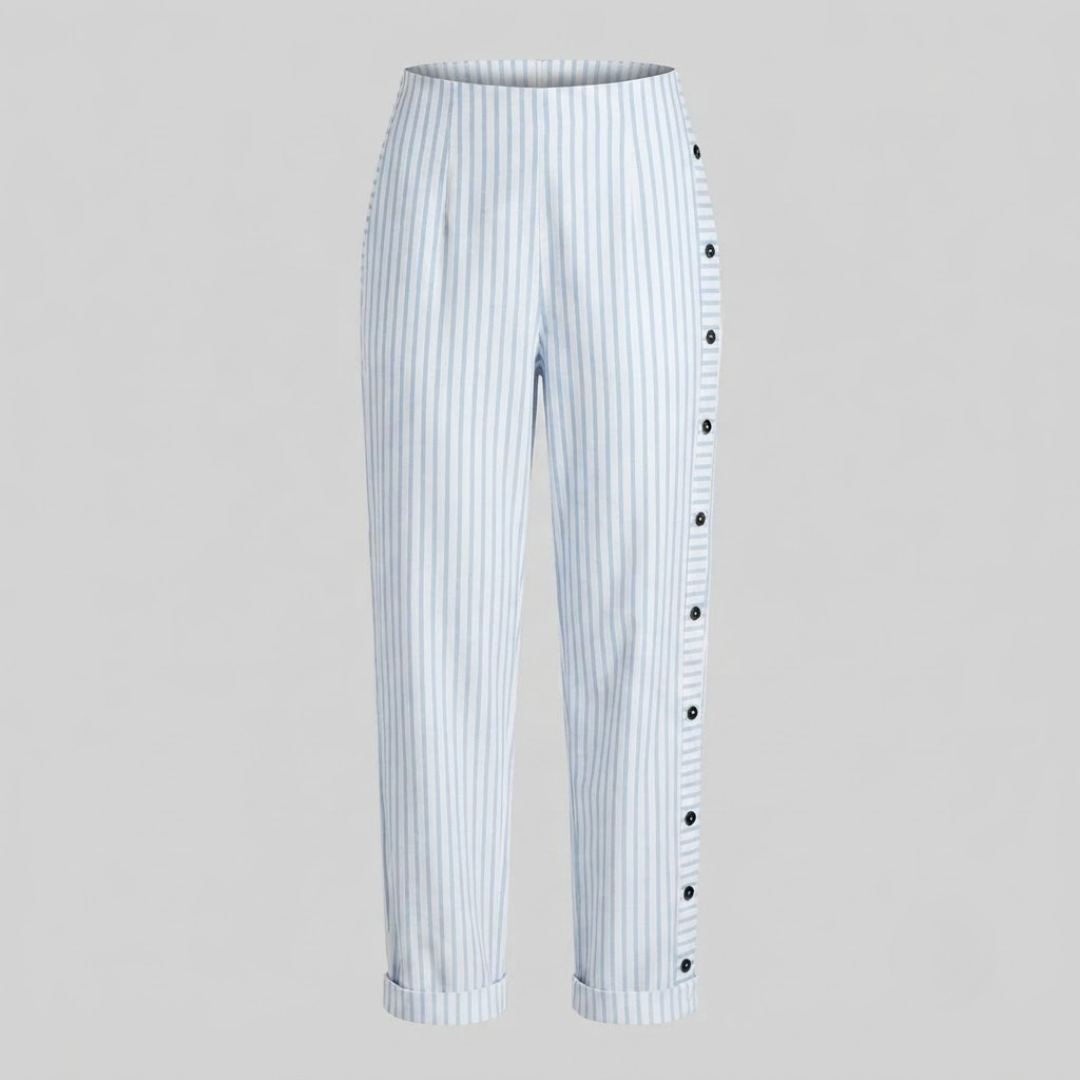 MEGAN | Striped pants with side buttons