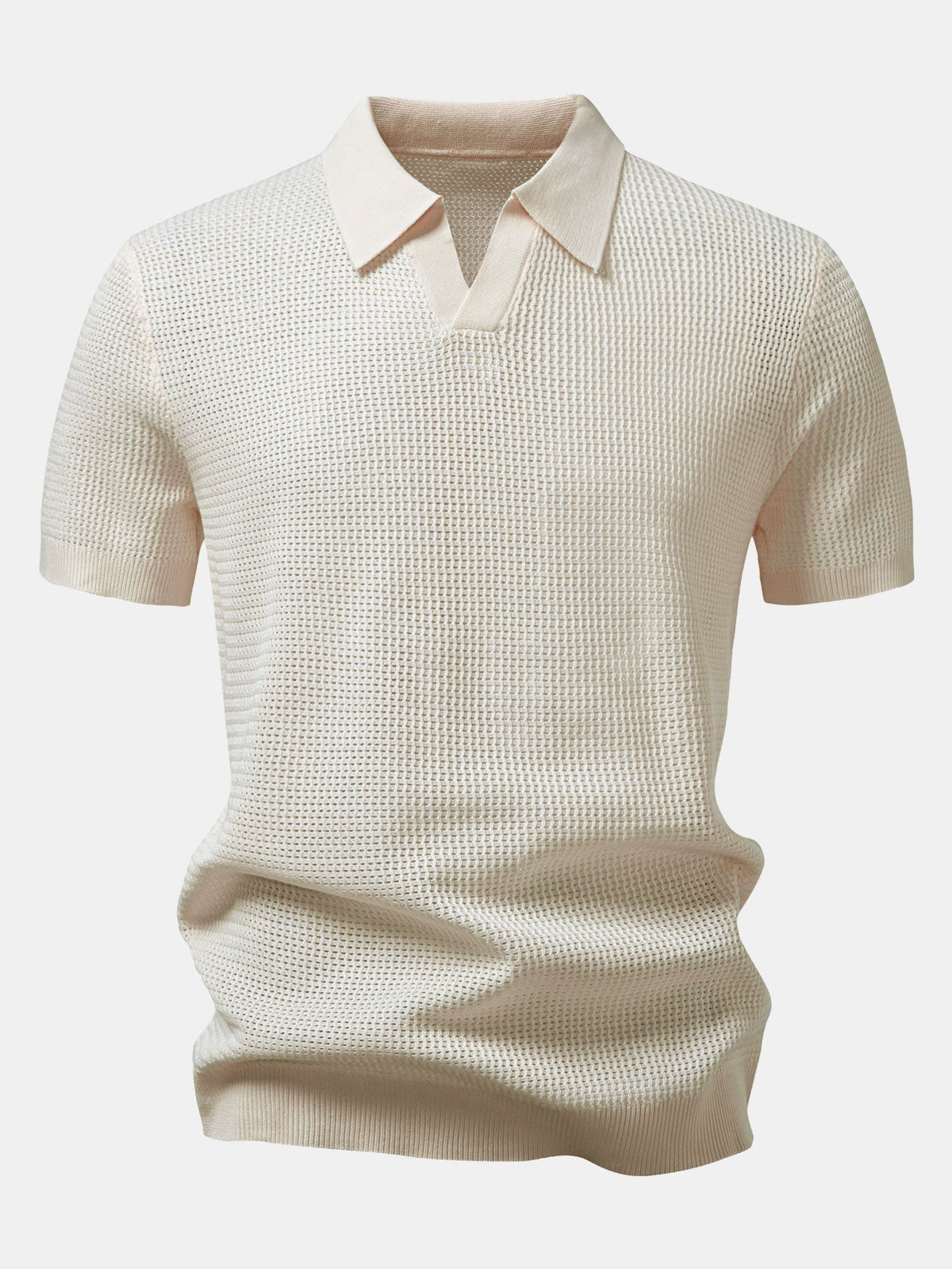 CALEB | Open-knit polo with Johnny collar