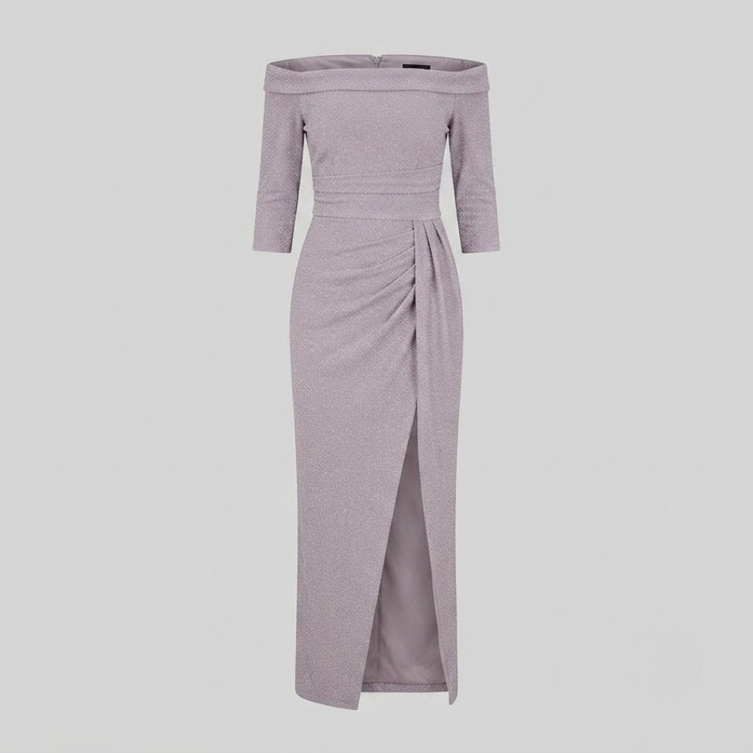 HARPER | Maxi dress with off-shoulder halter neckline