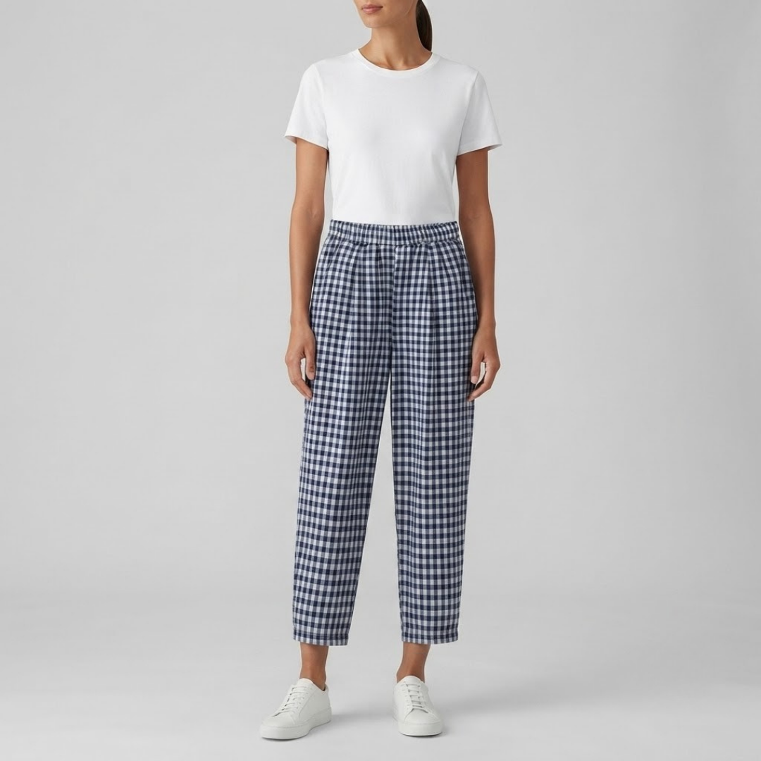 CHELSEA | Gingham pants with elastic waist