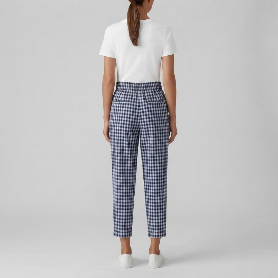 CHELSEA | Gingham pants with elastic waist