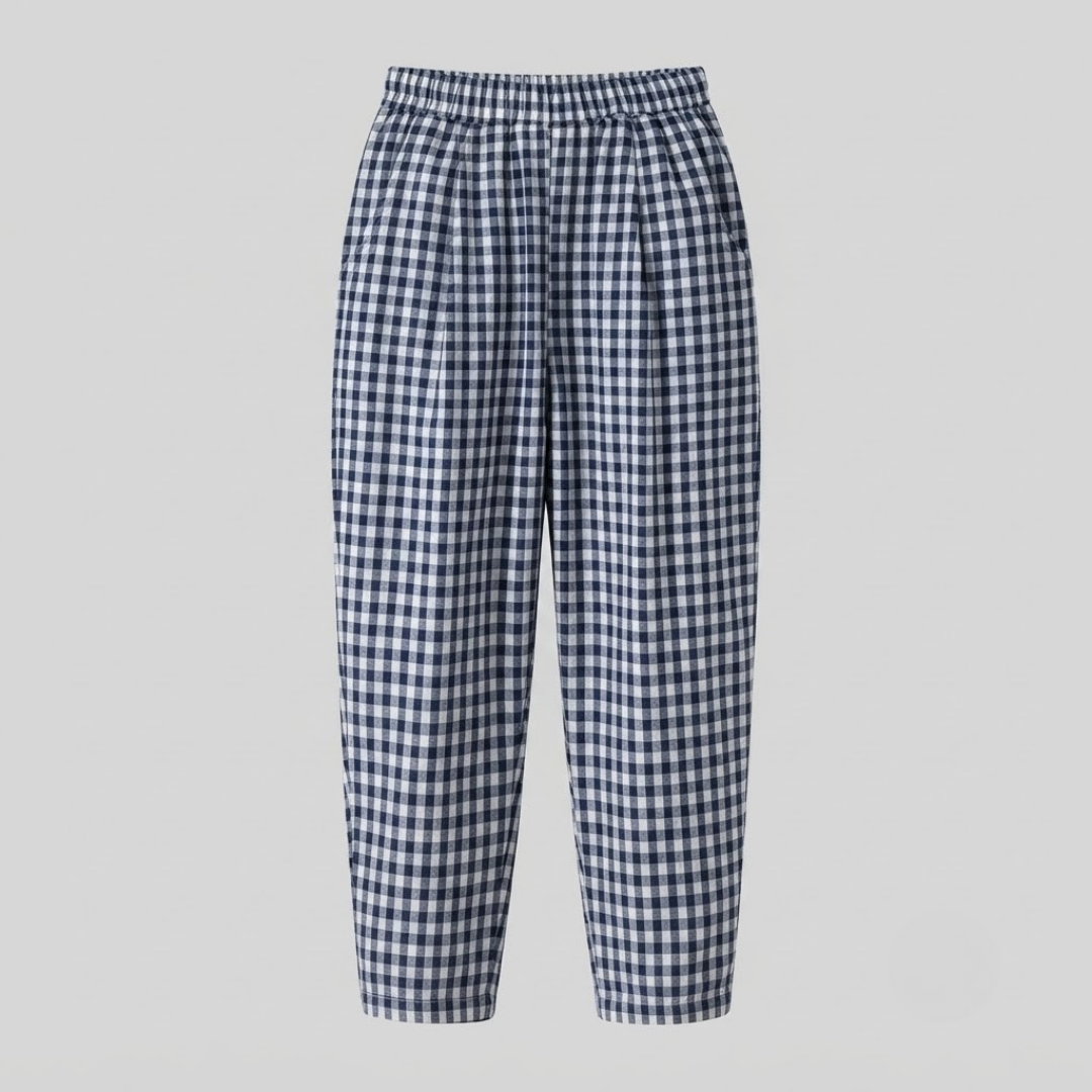 CHELSEA | Gingham pants with elastic waist