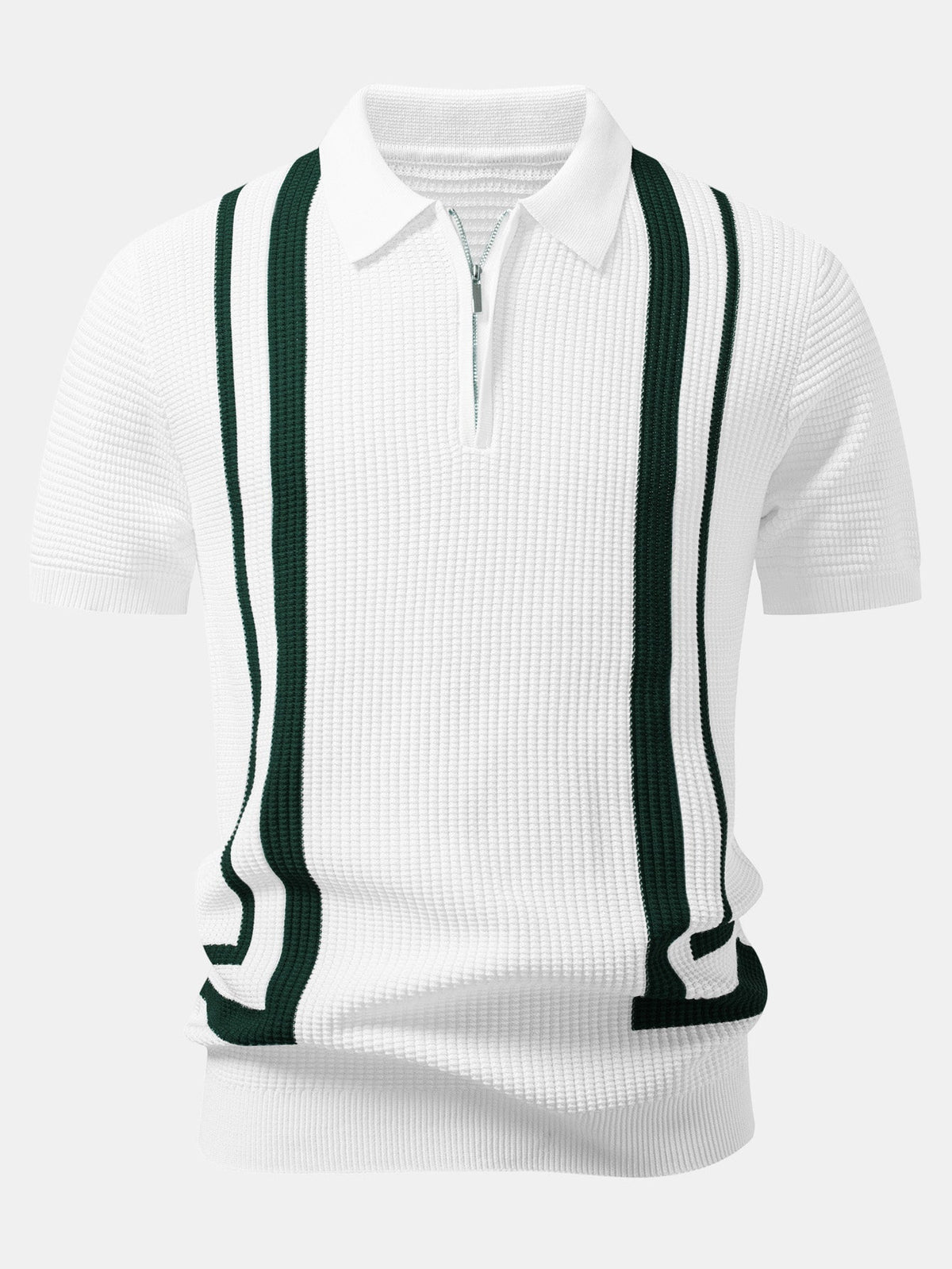 RILEY | Polo with waffle knit and zip neckline