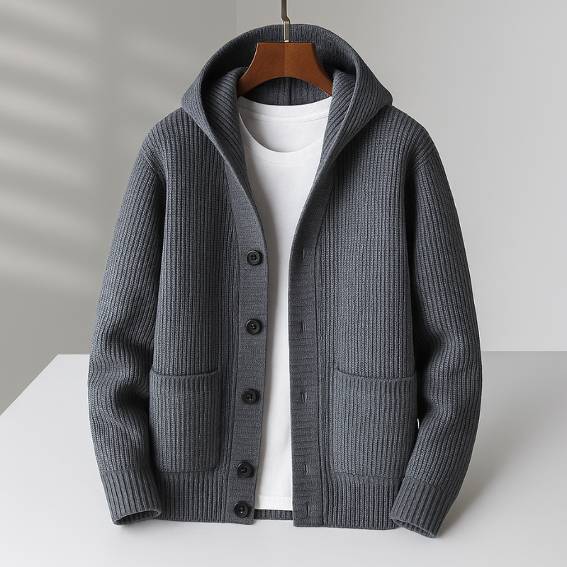 HARPER | Hooded cardigan with ribbed cuffs