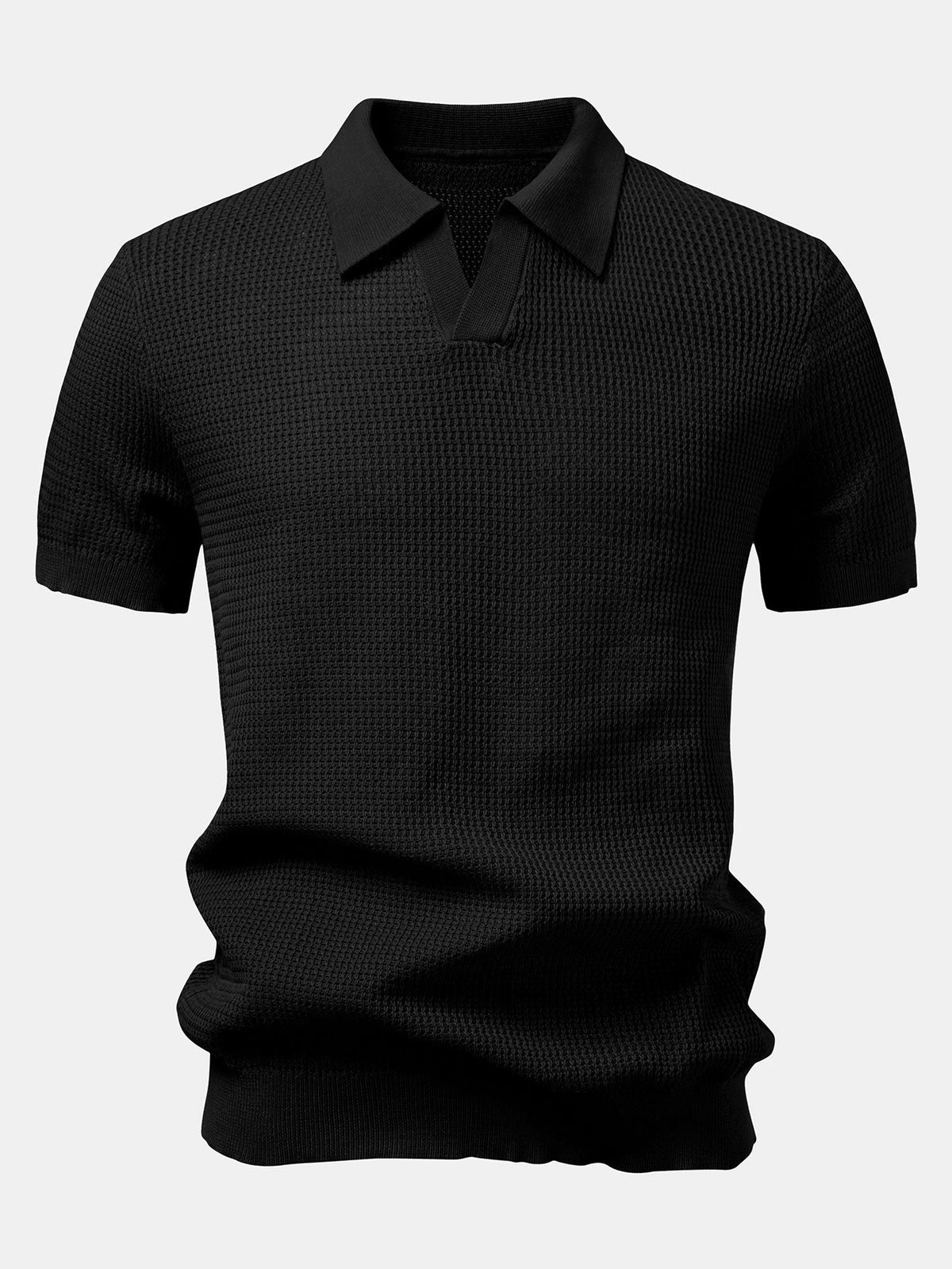 CALEB | Open-knit polo with Johnny collar