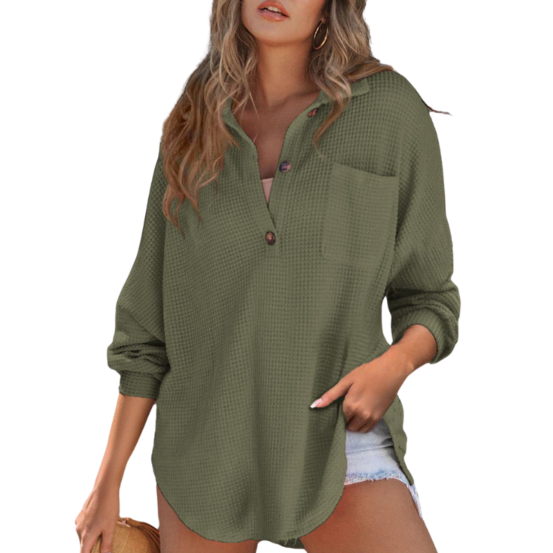 EVELYN | Tunic blouse with button-up front