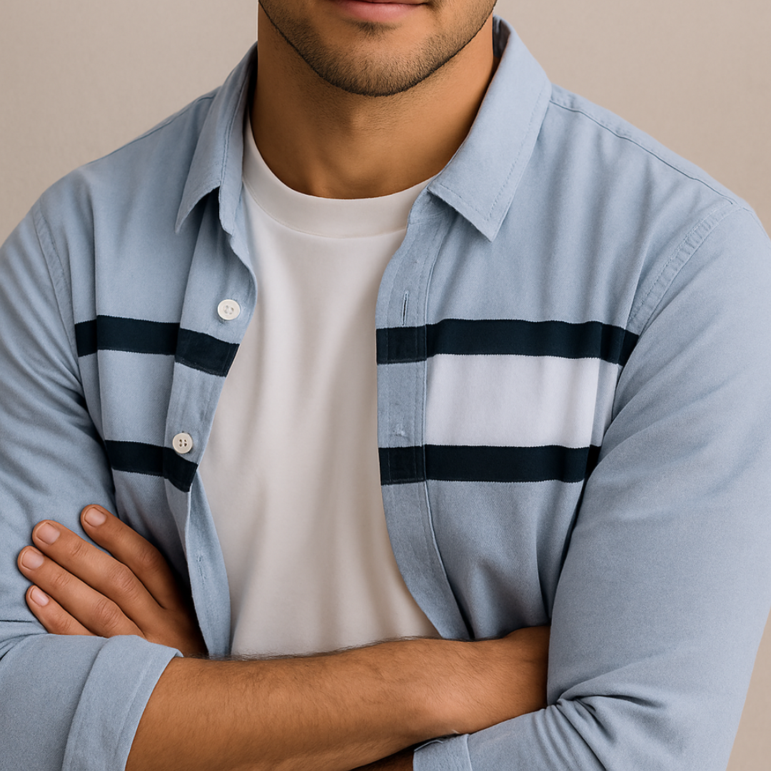 TOMMY | Panel shirt with horizontal stripes