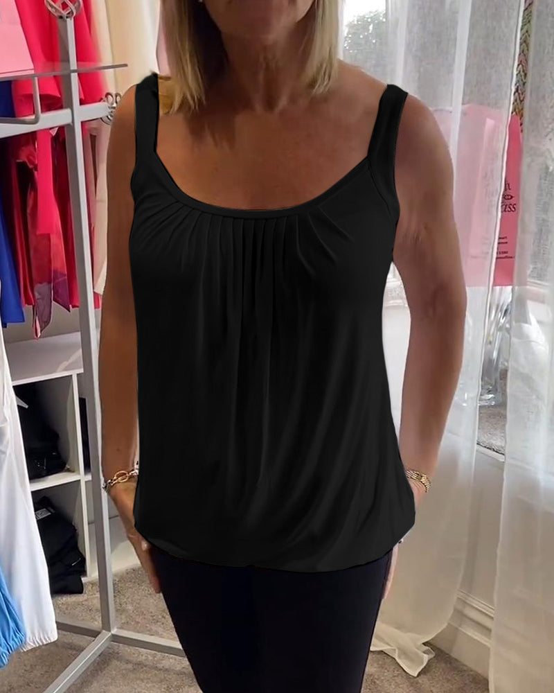 HANNAH | Sleeveless top with pleated neckline