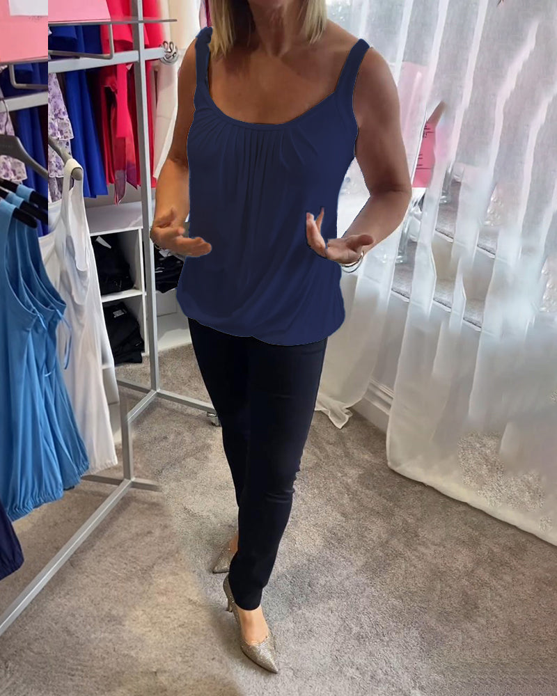 HANNAH | Sleeveless top with pleated neckline