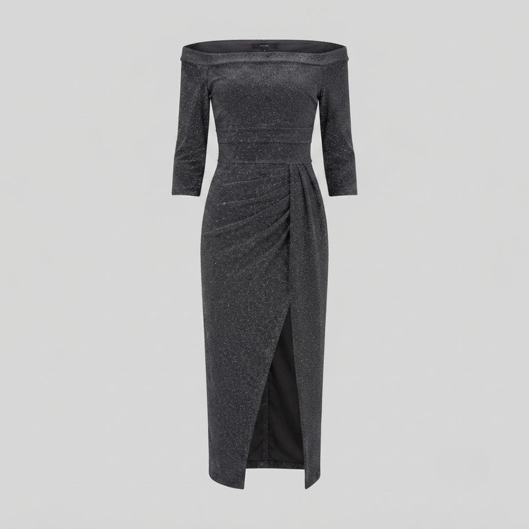 HARPER | Maxi dress with off-shoulder halter neckline