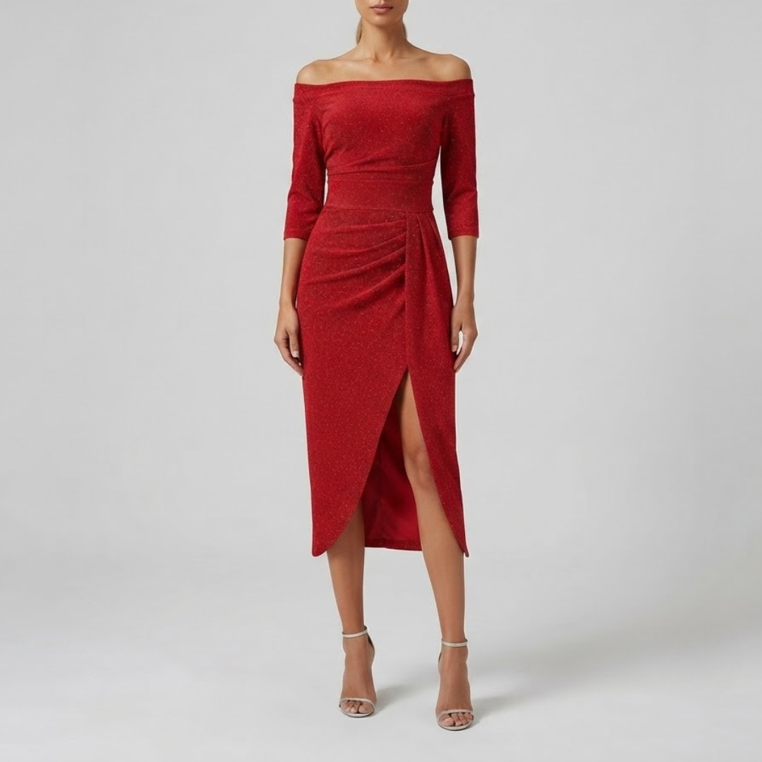 HARPER | Maxi dress with off-shoulder halter neckline