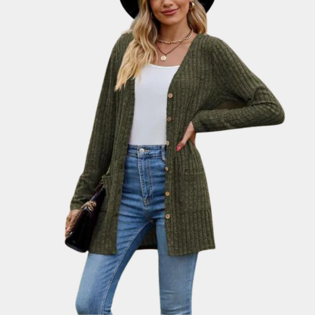 ABIGAIL | Longline cardigan with ribbed knit