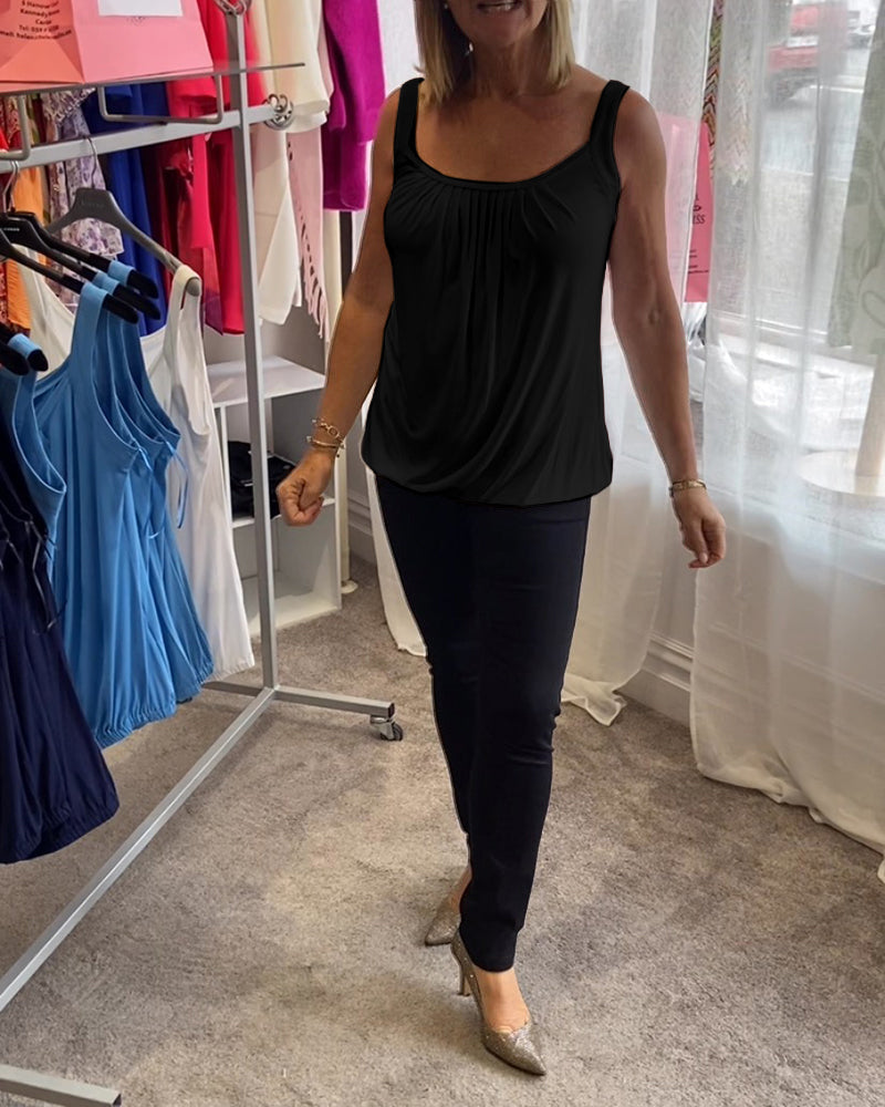 HANNAH | Sleeveless top with pleated neckline