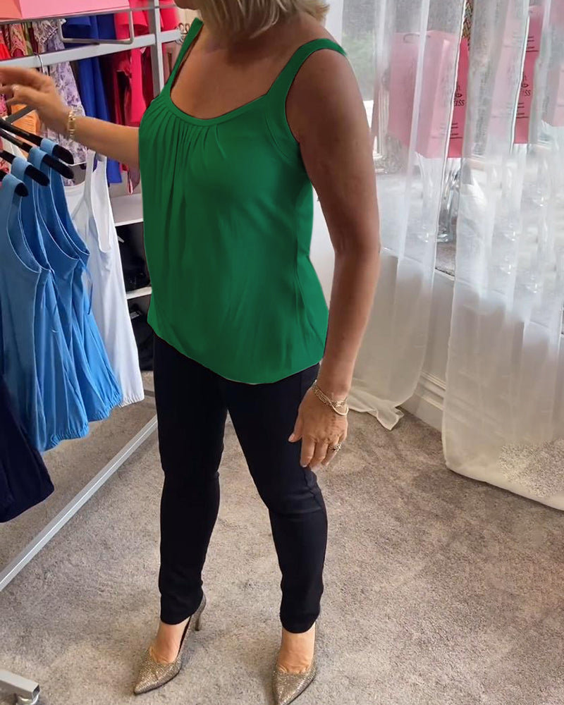 HANNAH | Sleeveless top with pleated neckline