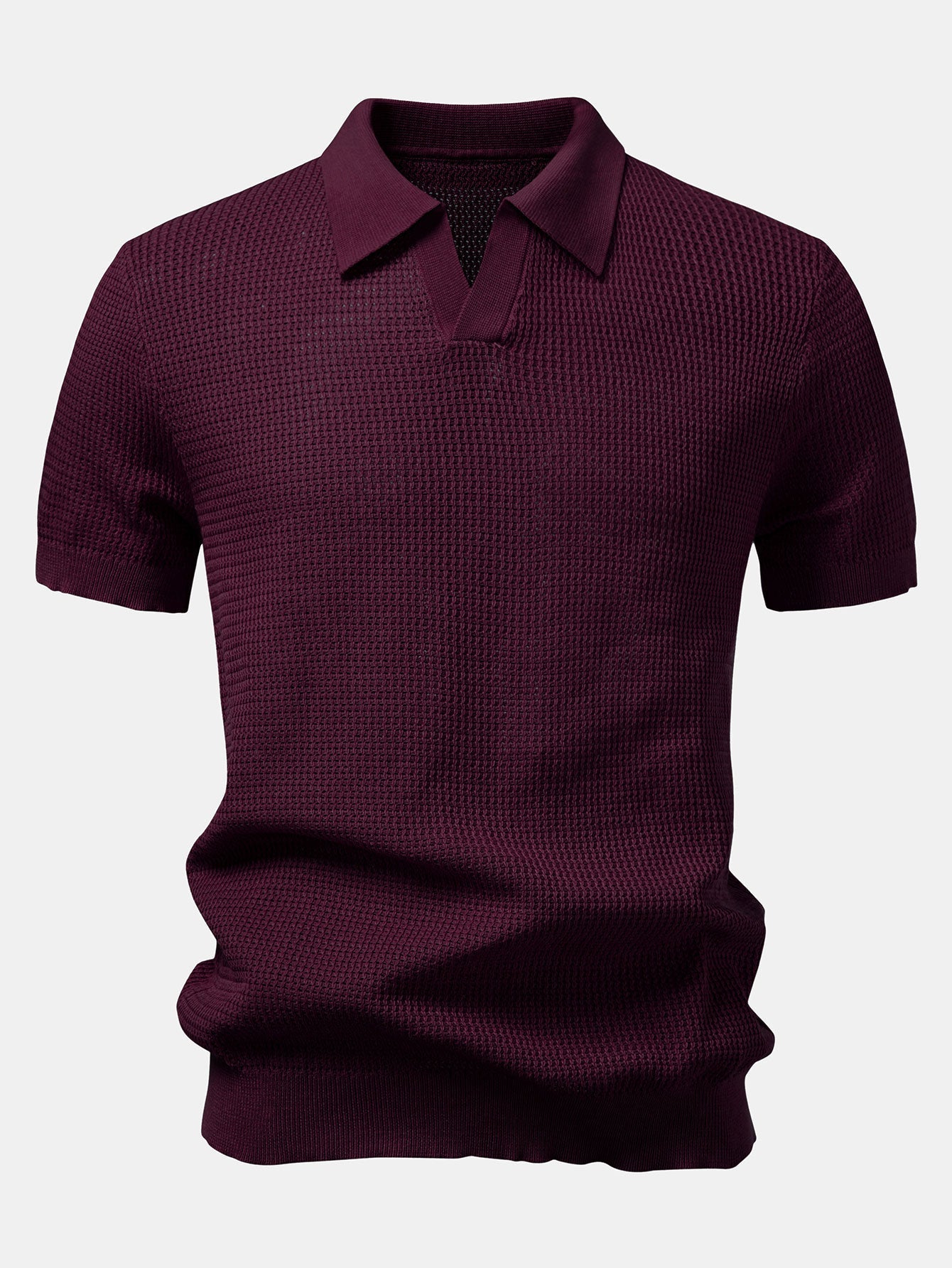 CALEB | Open-knit polo with Johnny collar