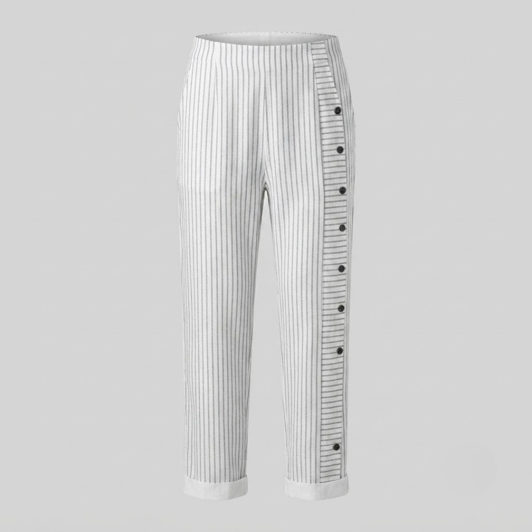 INAYA | Striped pants with side buttons
