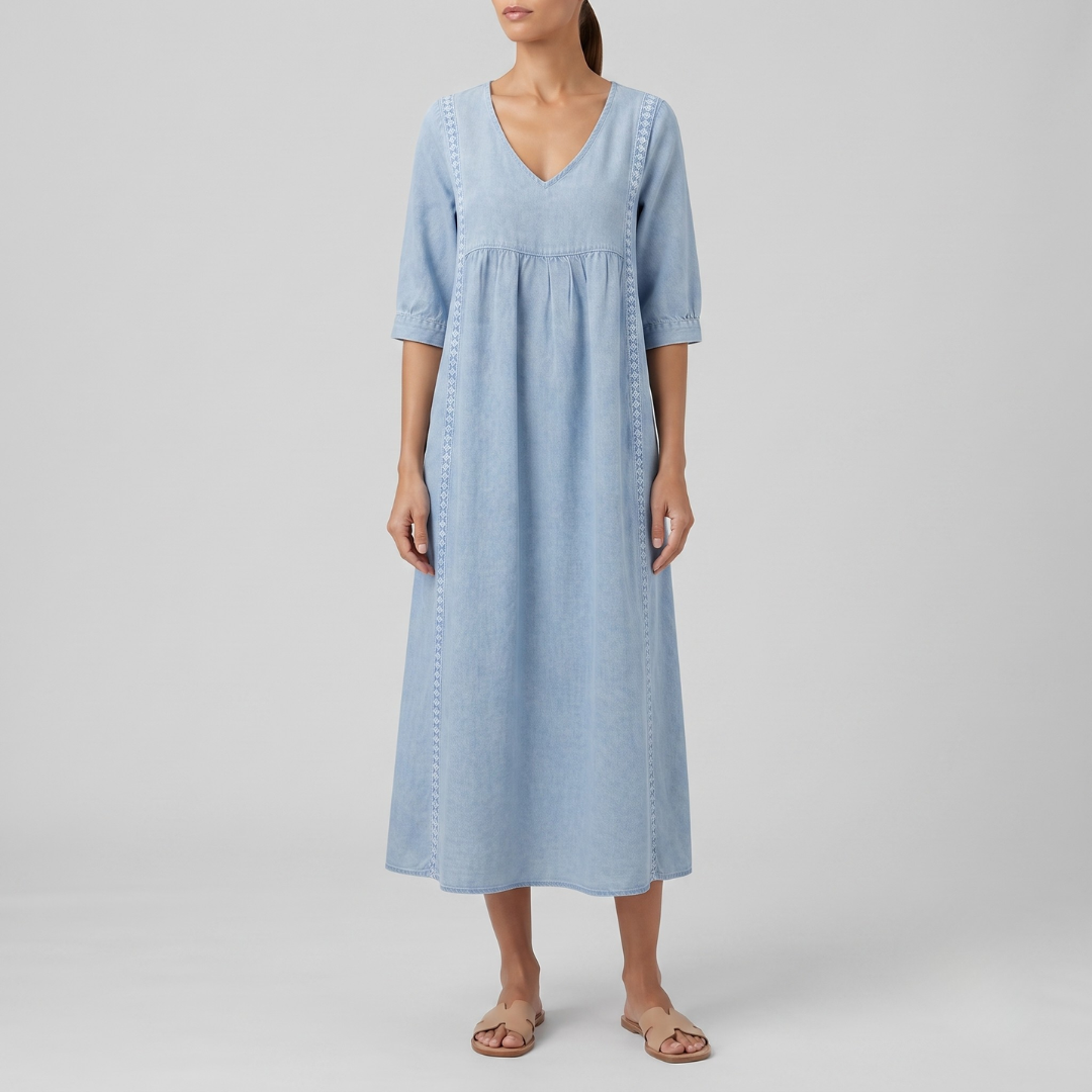 ESTHER | Midi dress with V-neck