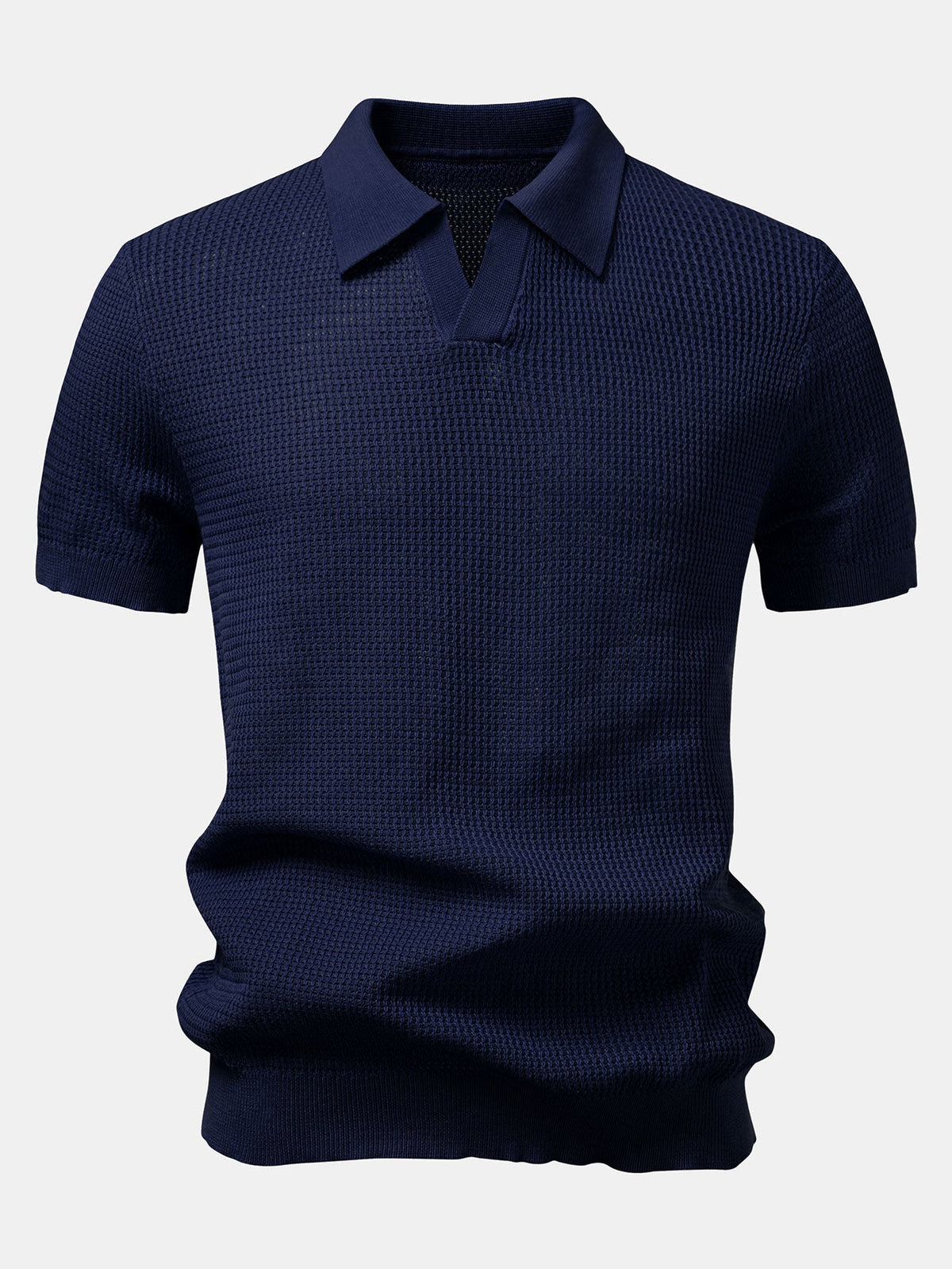 CALEB | Open-knit polo with Johnny collar
