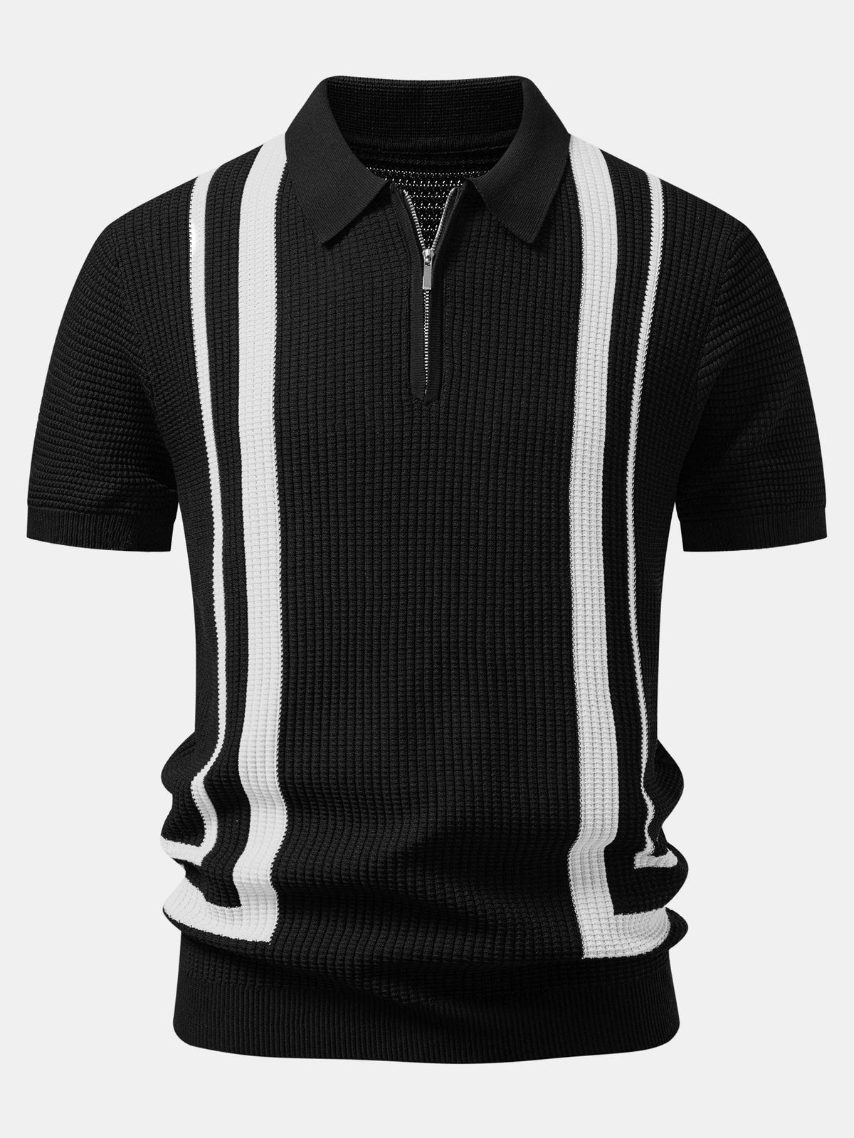 RILEY | Polo with waffle knit and zip neckline