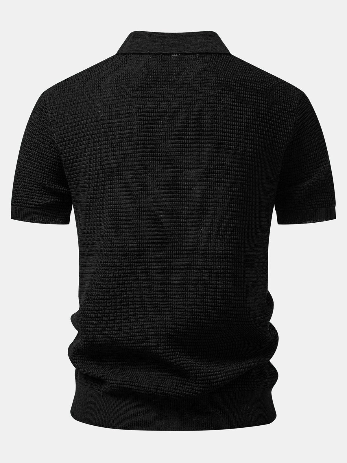 RILEY | Polo with waffle knit and zip neckline