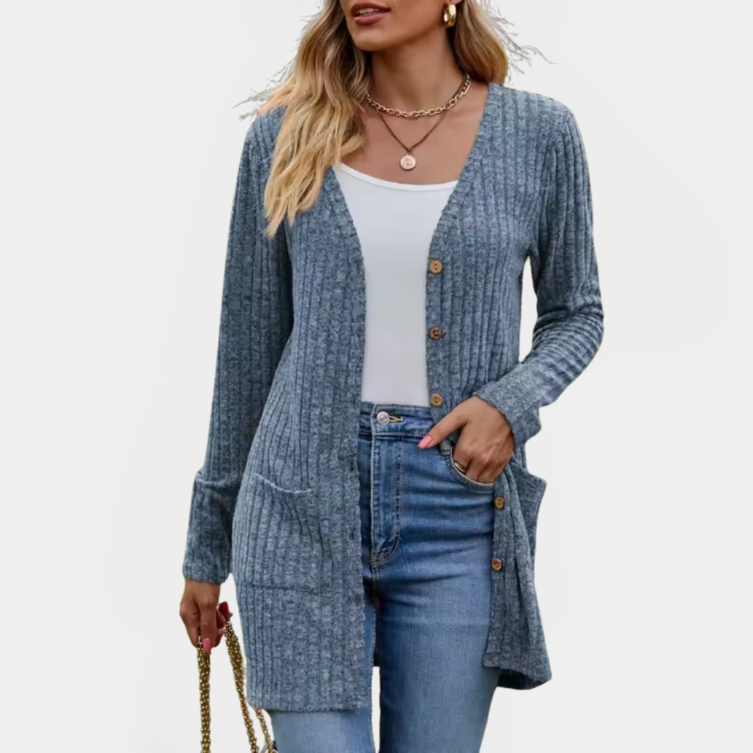 ABIGAIL | Longline cardigan with ribbed knit