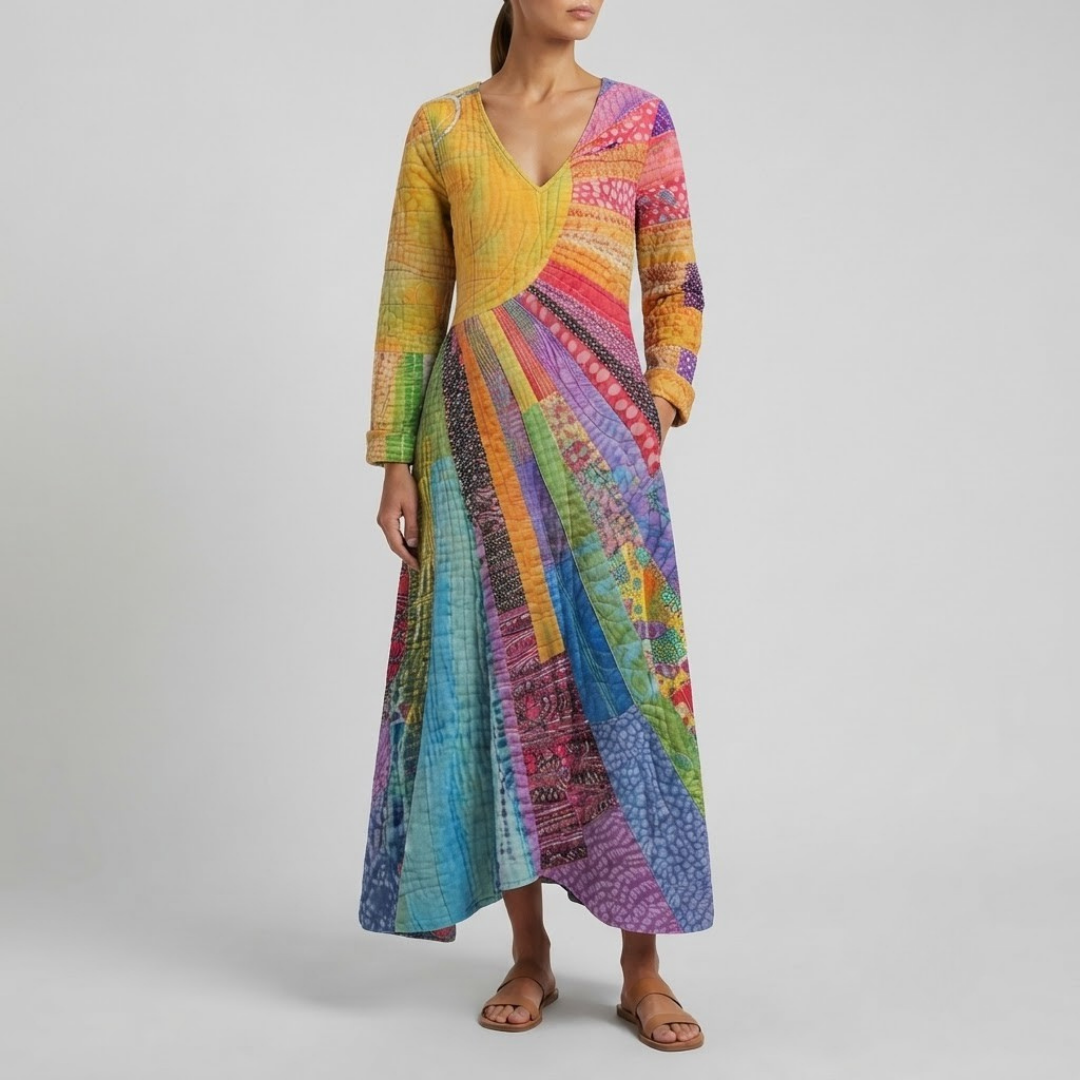 CHARLOTTE | Maxi dress with patchwork print