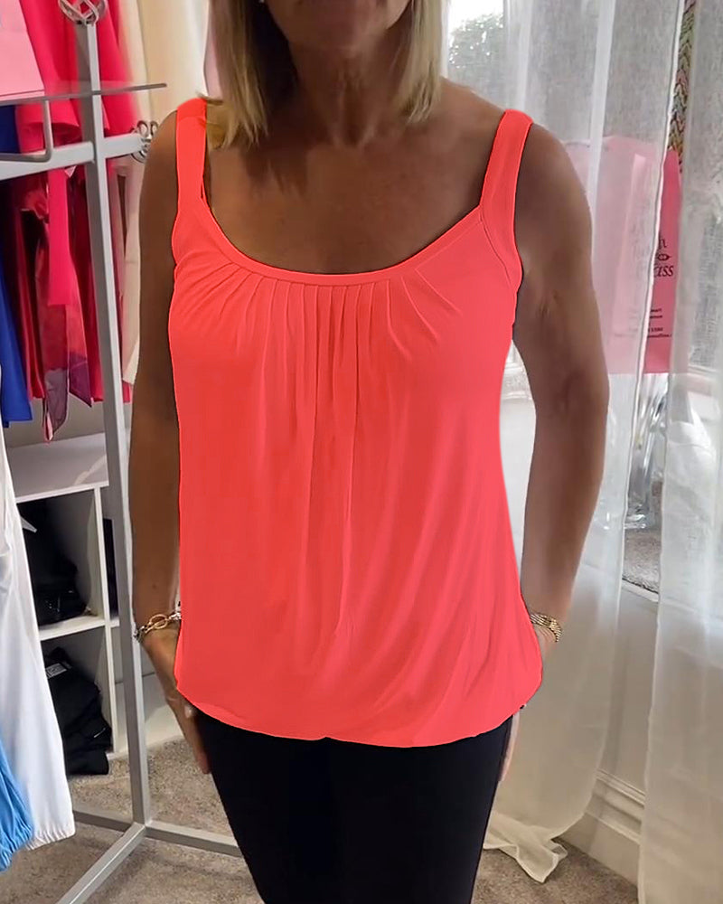 HANNAH | Sleeveless top with pleated neckline
