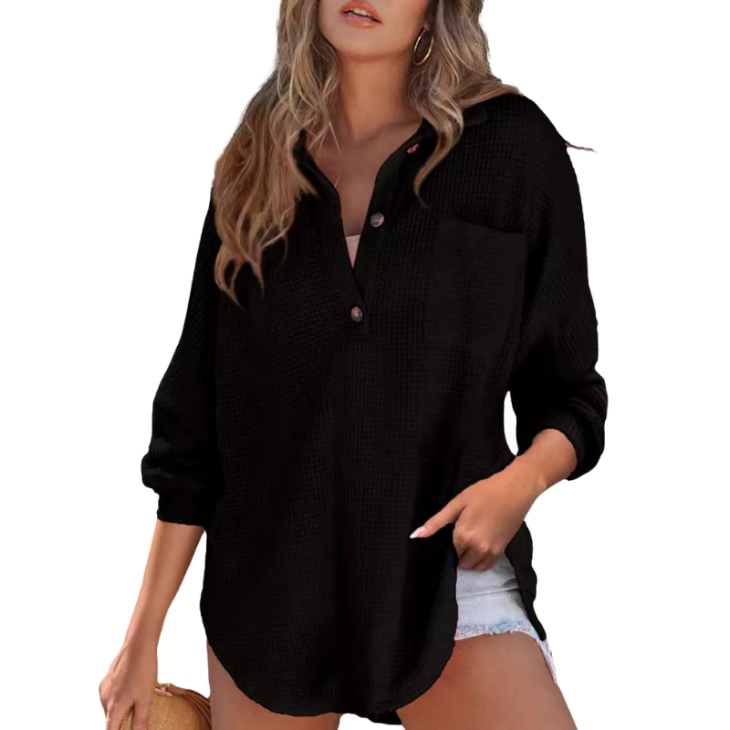 EVELYN | Tunic blouse with button-up front