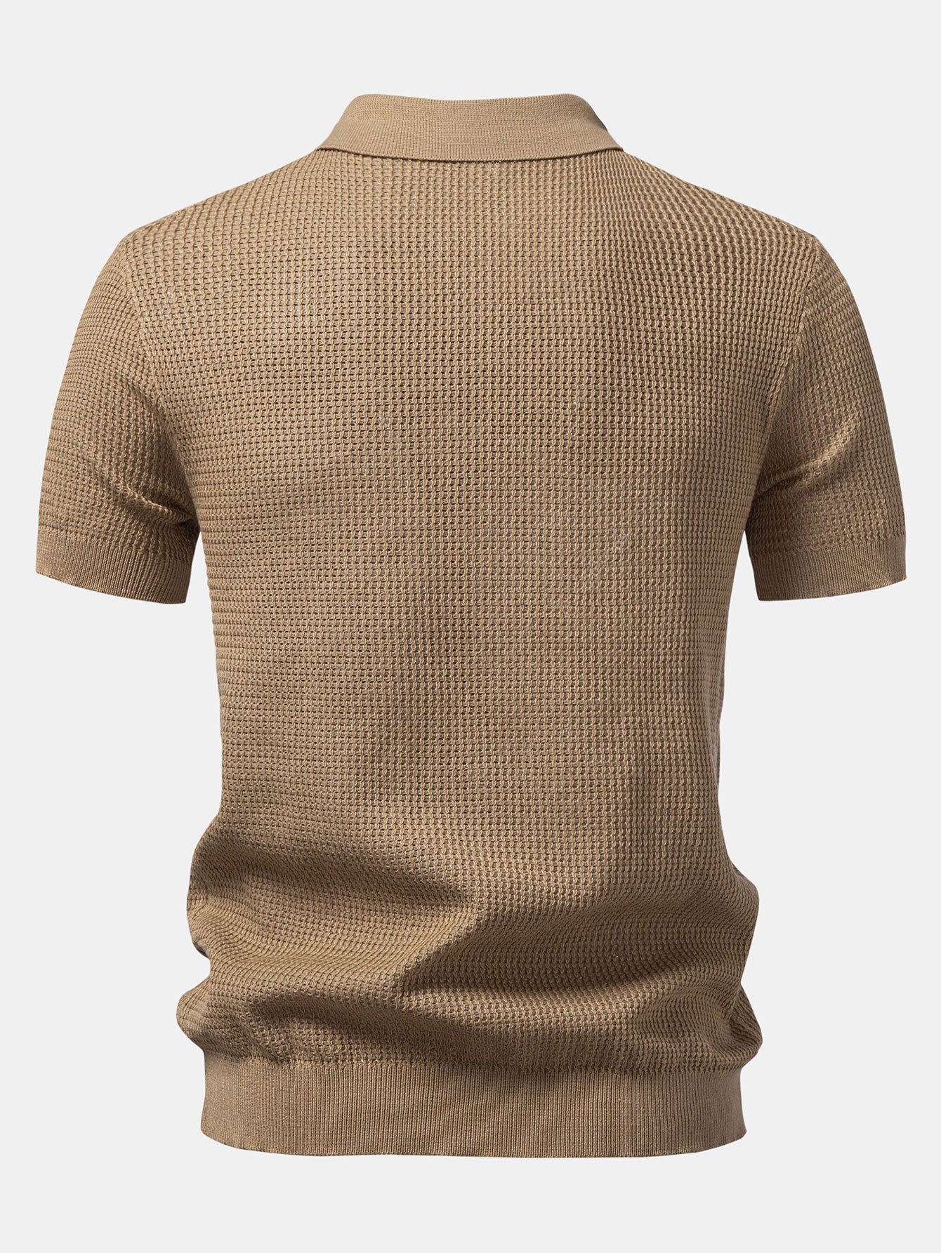CALEB | Open-knit polo with Johnny collar