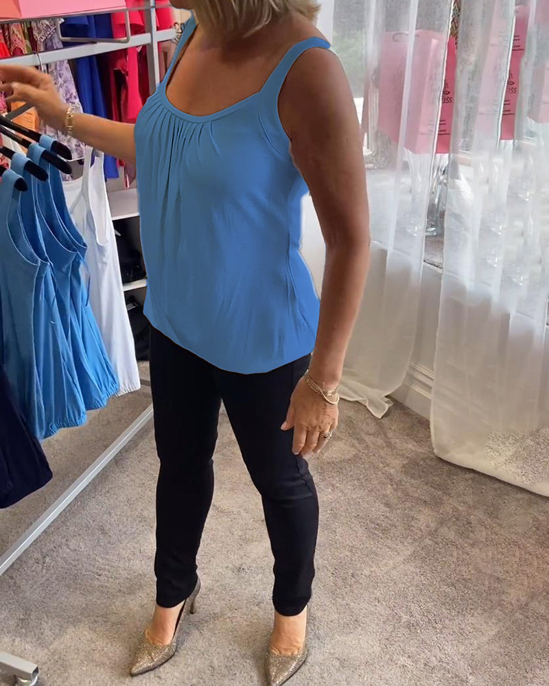 HANNAH | Sleeveless top with pleated neckline
