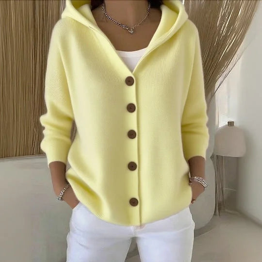HANNAH | Hooded cardigan with button front