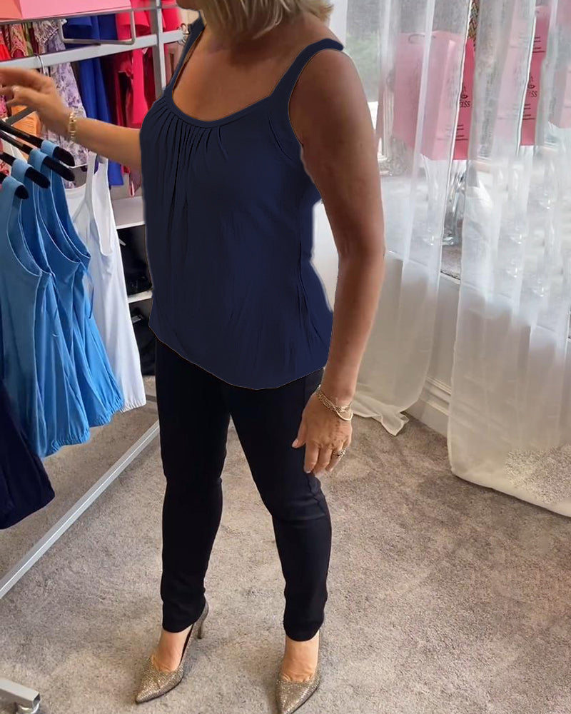 HANNAH | Sleeveless top with pleated neckline