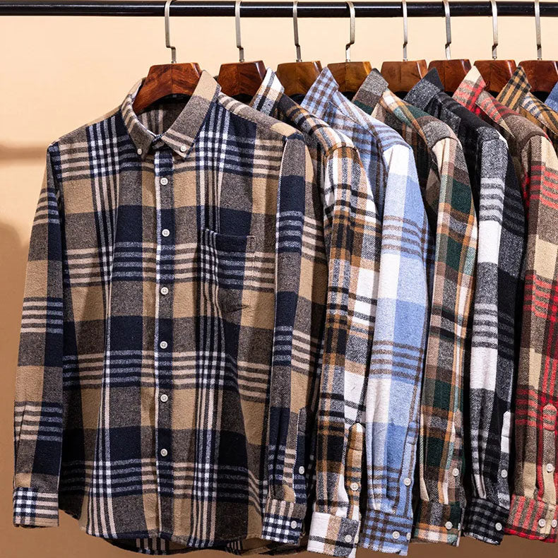 ELIJAH | Flannel shirt with button-down collar