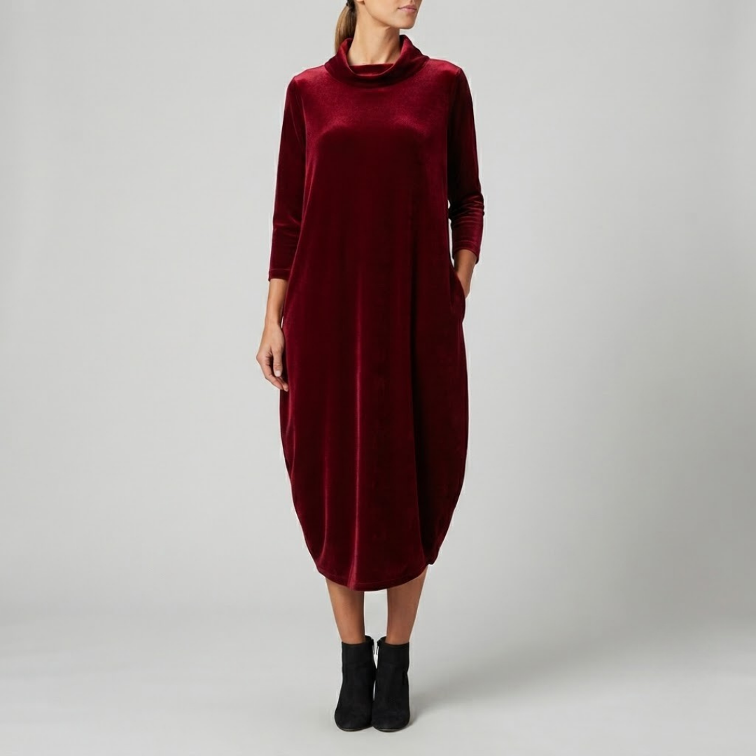 LEONA | Maxi dress with stand-up collar