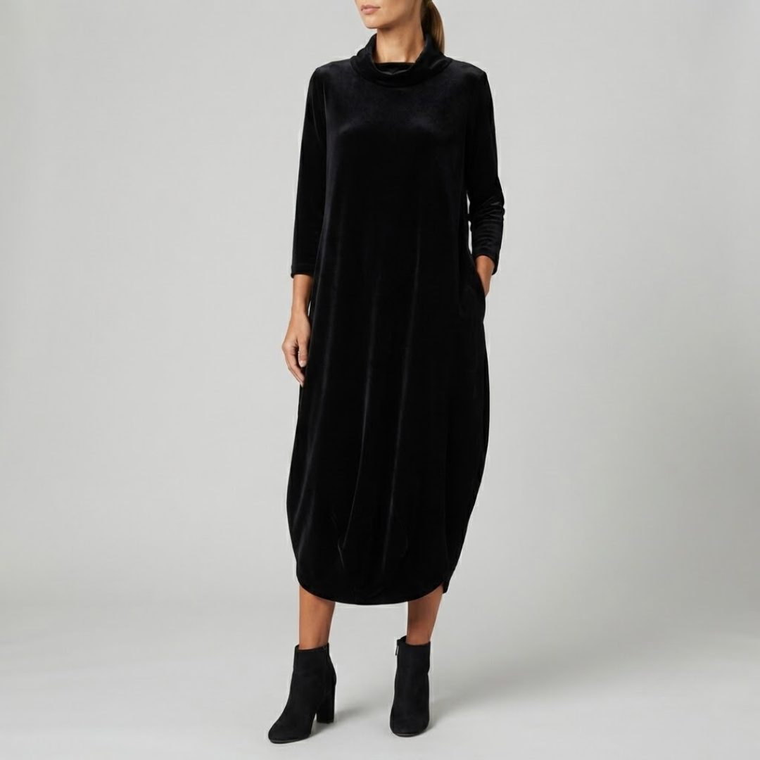 LEONA | Maxi dress with stand-up collar