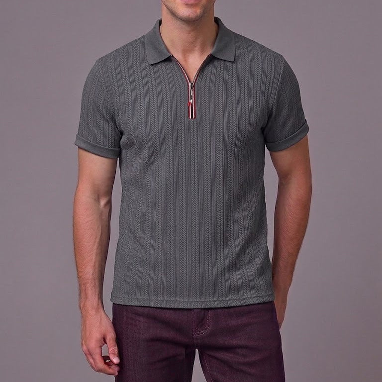 OLIVER | Polo with herringbone texture