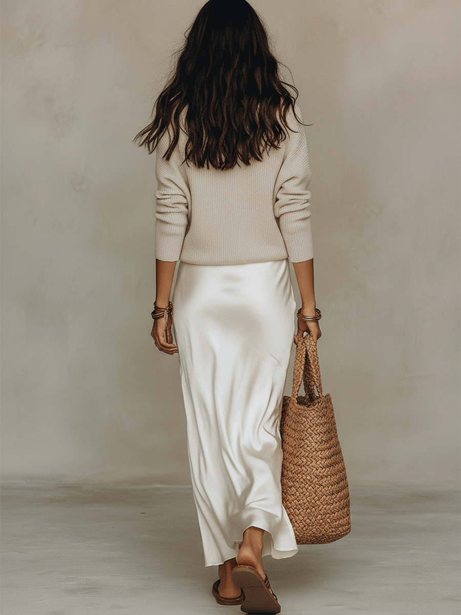 ISOLDE | Set with satin midi skirt