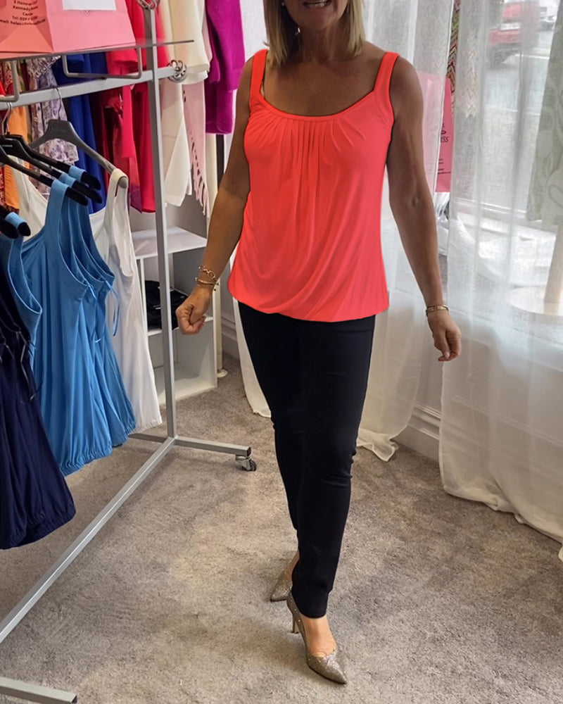 HANNAH | Sleeveless top with pleated neckline
